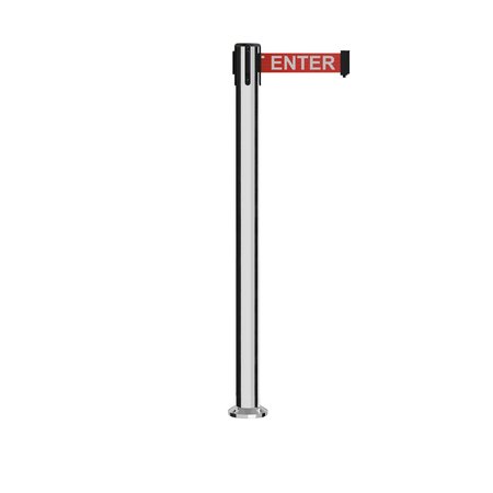 MONTOUR LINE Stanchion Belt Barrier Fixed Base Pol.Steel Post 7.5ftRed Caution Belt MX630F-PS-CAURW-75